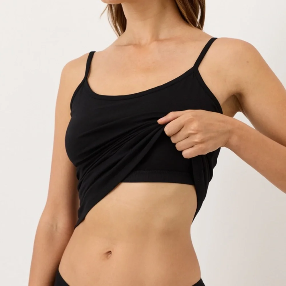 Pact Women's Black Slim Spaghetti Strap Tank Tops - Pack of 3 - Picture 3 of 5